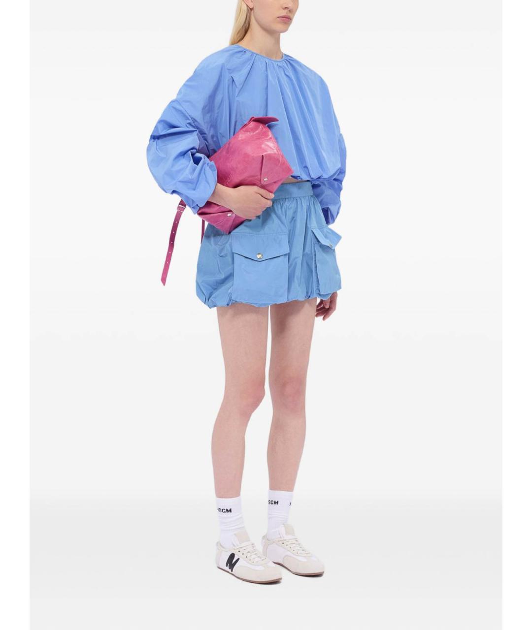 MSGM Голубая полиэстеровая юбка мини, фото 5