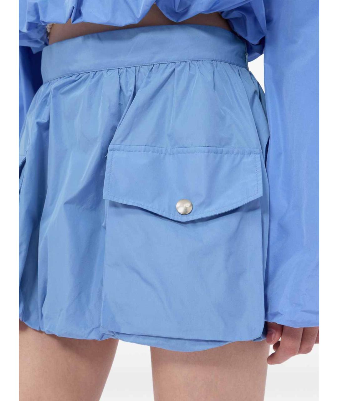 MSGM Голубая полиэстеровая юбка мини, фото 3