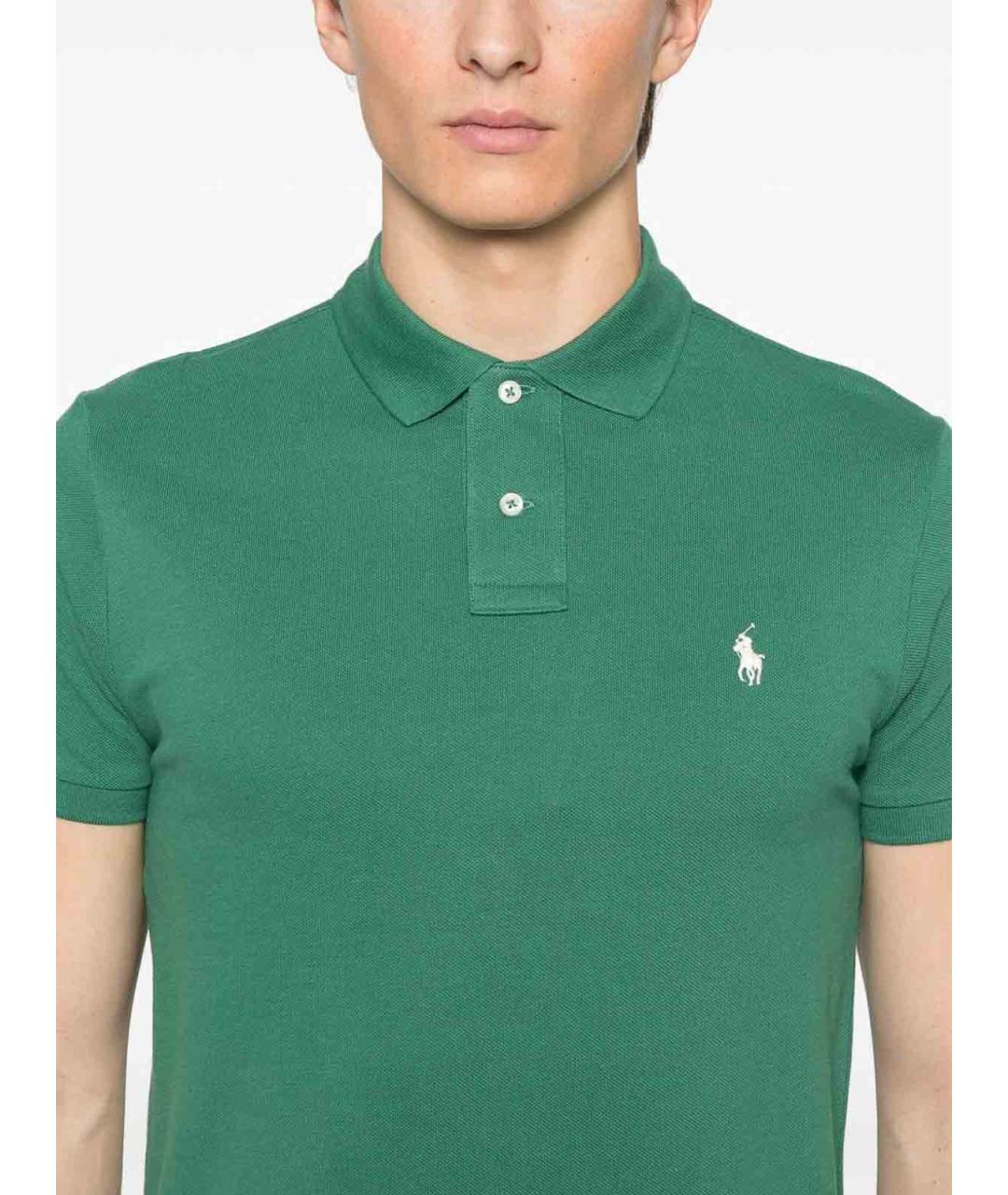 POLO RALPH LAUREN Зеленое хлопковое поло с коротким рукавом, фото 4