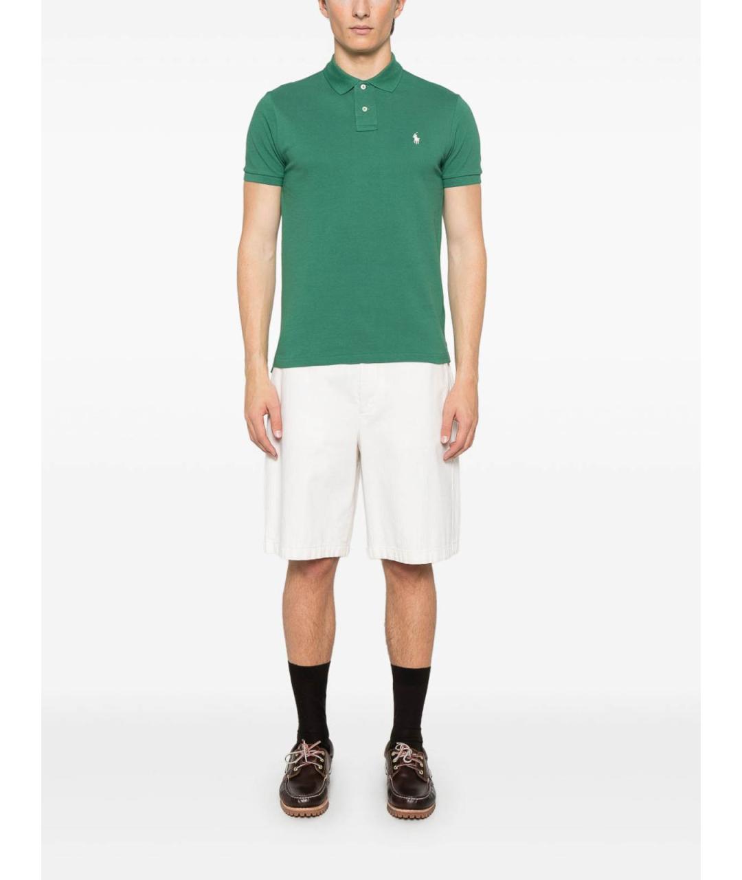 POLO RALPH LAUREN Зеленое хлопковое поло с коротким рукавом, фото 2