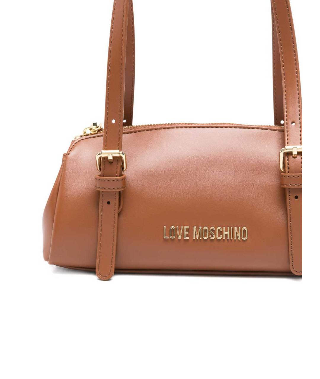 LOVE MOSCHINO Коричневая кожаная сумка через плечо, фото 4