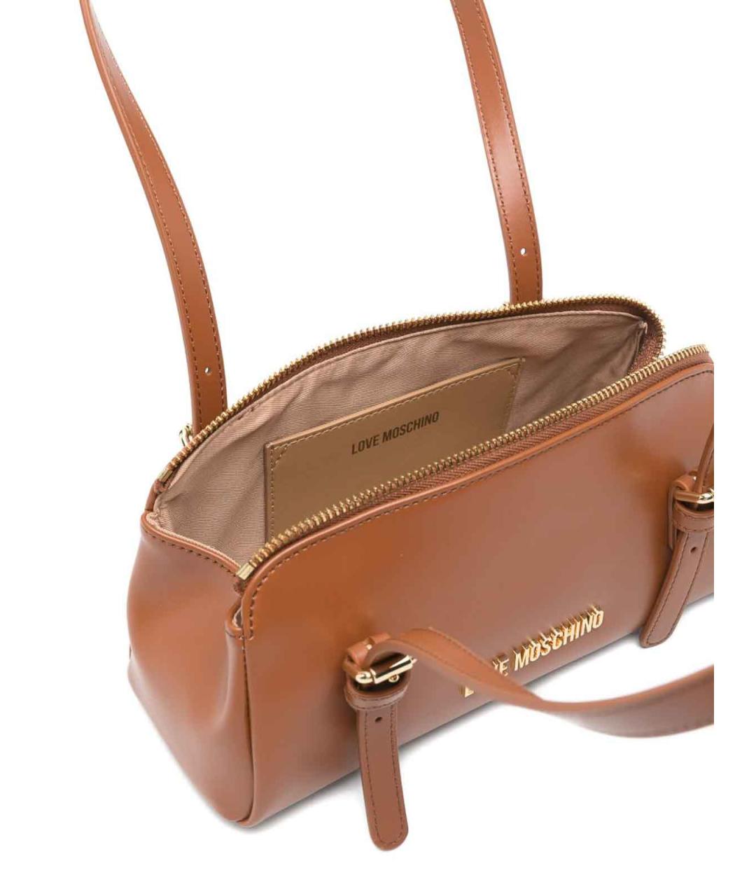 LOVE MOSCHINO Коричневая кожаная сумка через плечо, фото 2