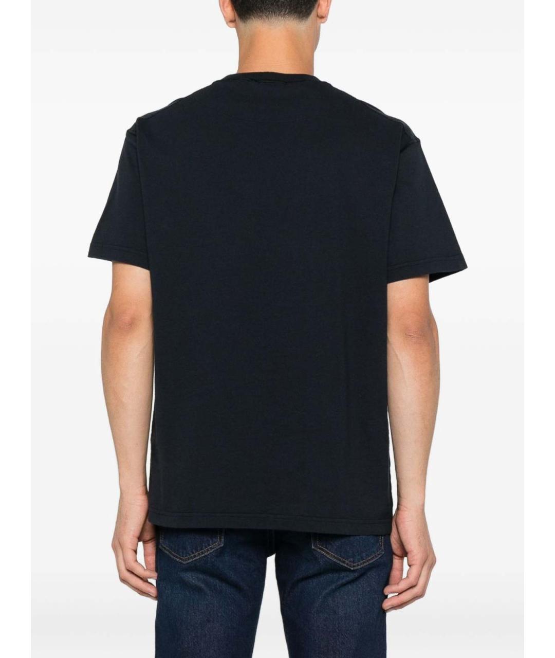 STONE ISLAND Темно-синяя хлопковая футболка, фото 4