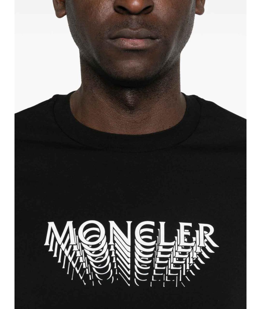 MONCLER Черная хлопковая футболка, фото 5
