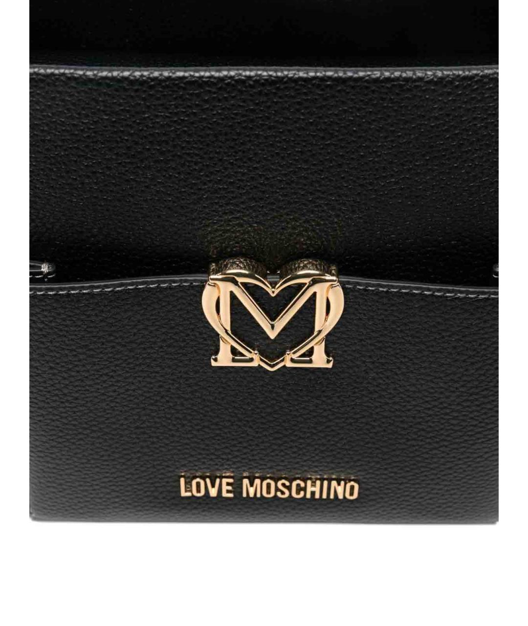 LOVE MOSCHINO Черная кожаная сумка тоут, фото 5