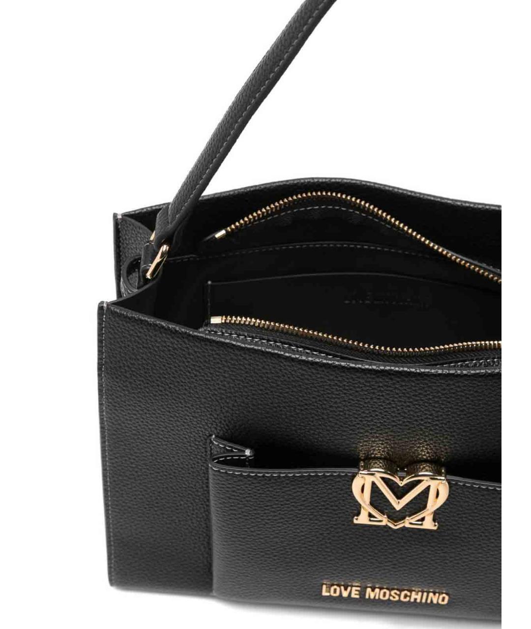 LOVE MOSCHINO Черная кожаная сумка тоут, фото 3