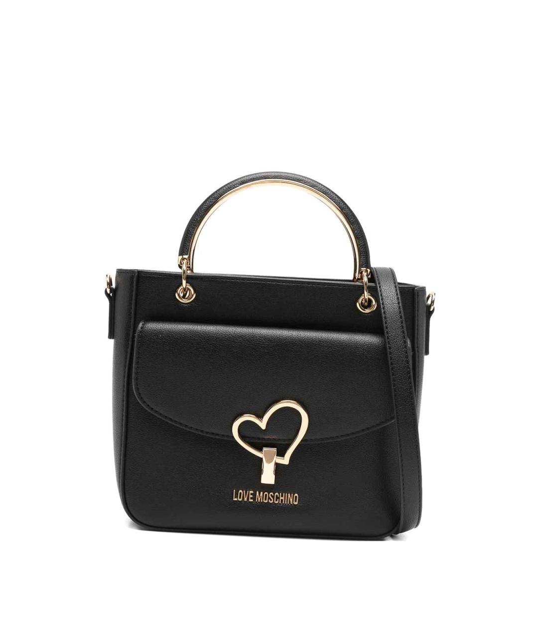 LOVE MOSCHINO Черная кожаная сумка тоут, фото 1