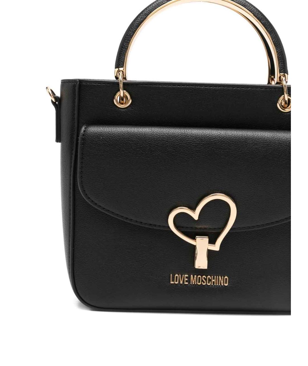LOVE MOSCHINO Черная кожаная сумка тоут, фото 5