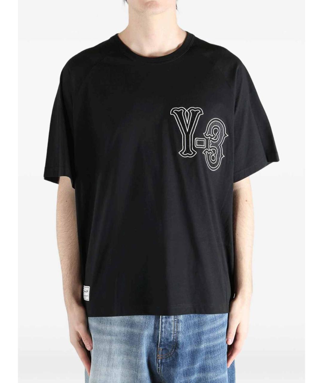 Y-3 Черная хлопковая футболка, фото 2