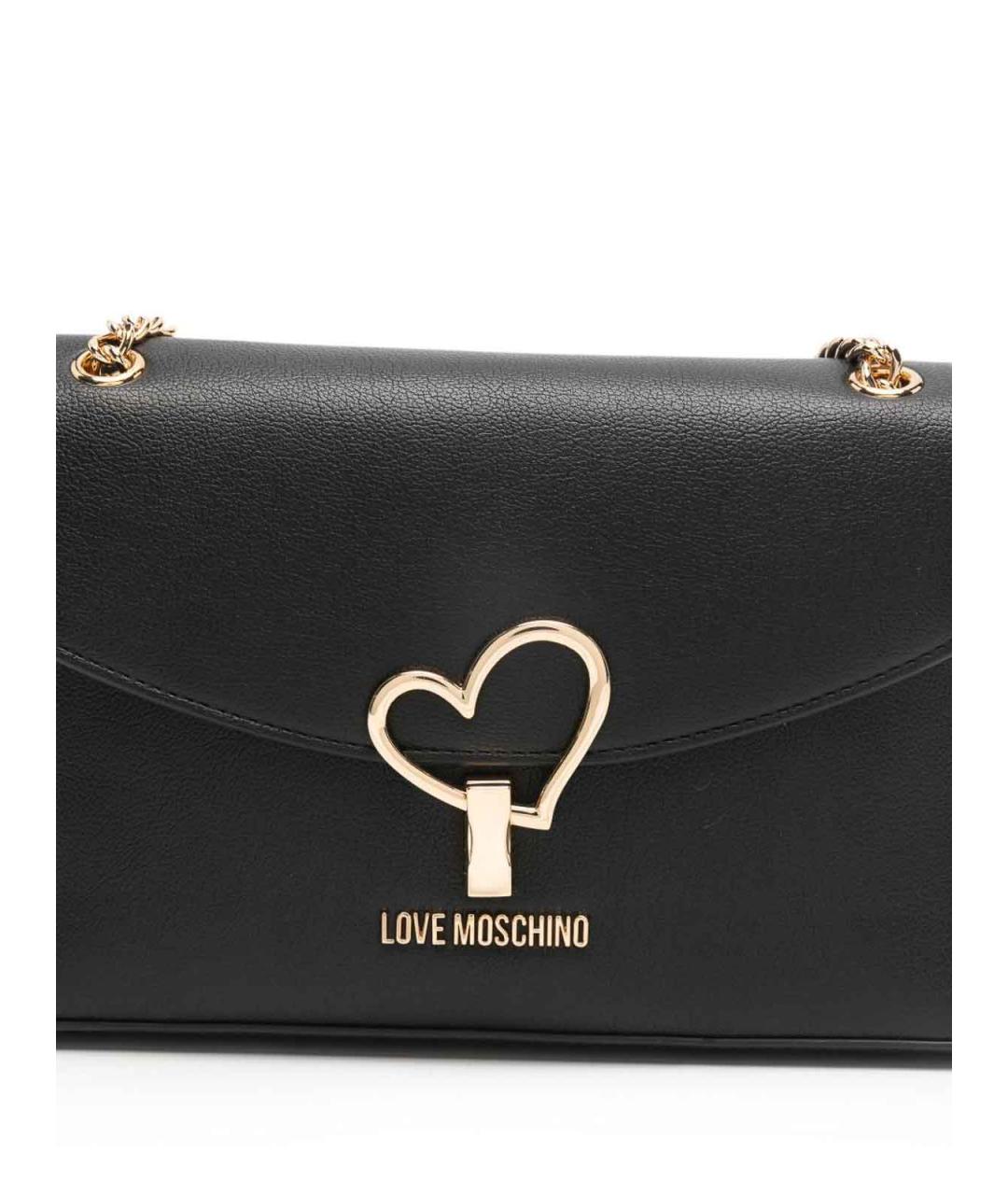LOVE MOSCHINO Черная кожаная сумка через плечо, фото 4