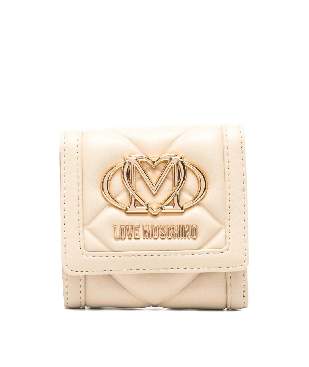 MOSCHINO Бежевый кожаный кошелек, фото 1