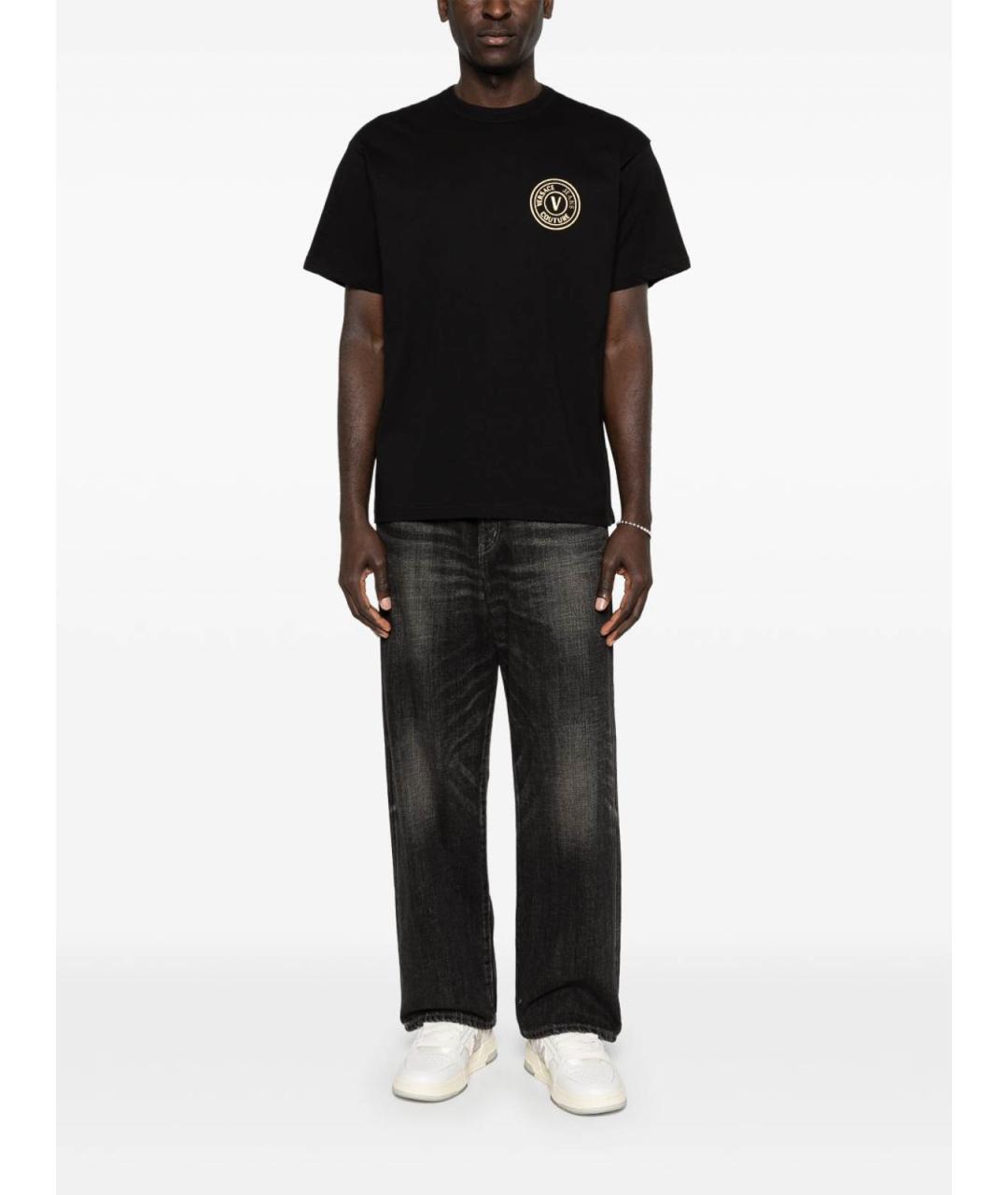VERSACE JEANS COUTURE Черная хлопковая футболка, фото 5