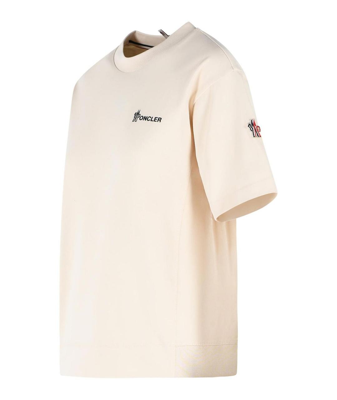 MONCLER Бежевая хлопковая футболка, фото 3