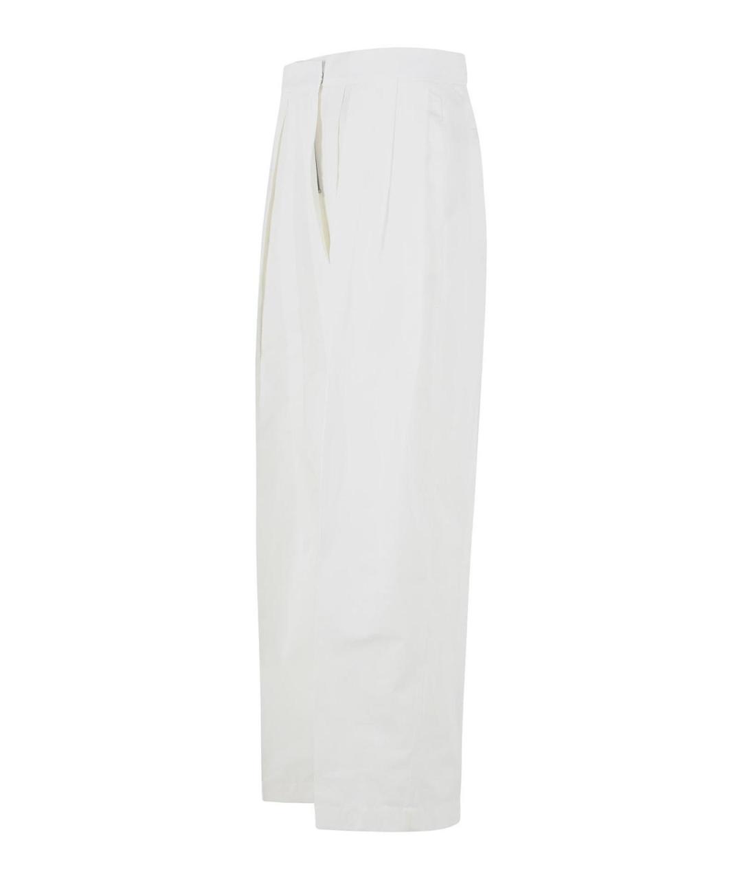 JIL SANDER Белые хлопковые прямые брюки, фото 3