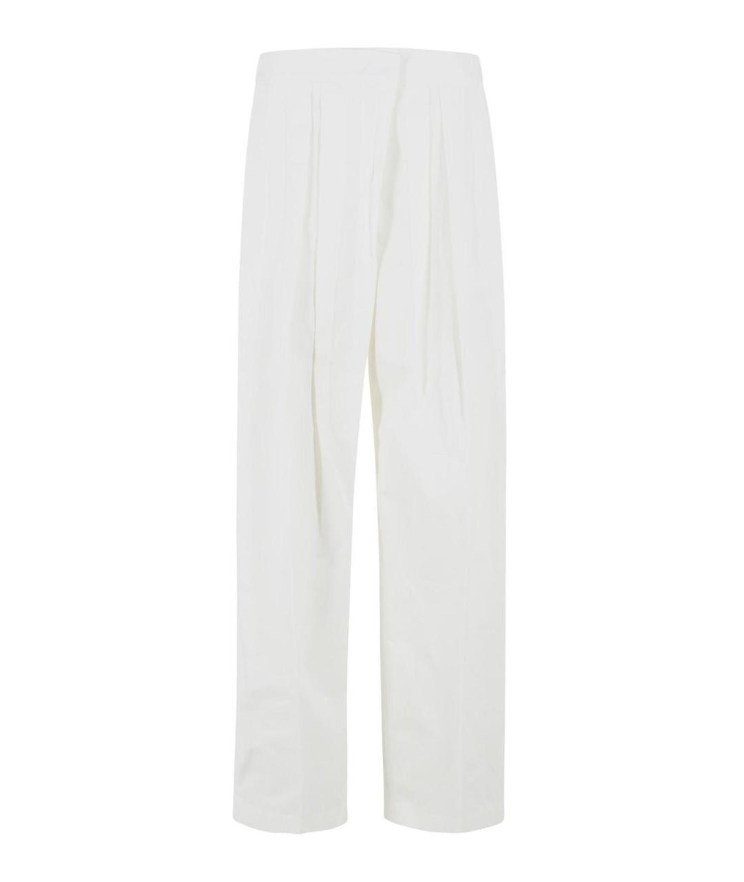 JIL SANDER Белые хлопковые прямые брюки, фото 1