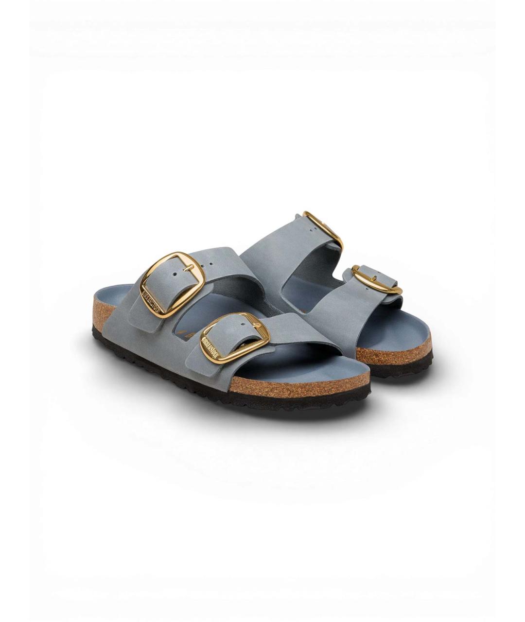 BIRKENSTOCK Серые кожаные шлепанцы, фото 3