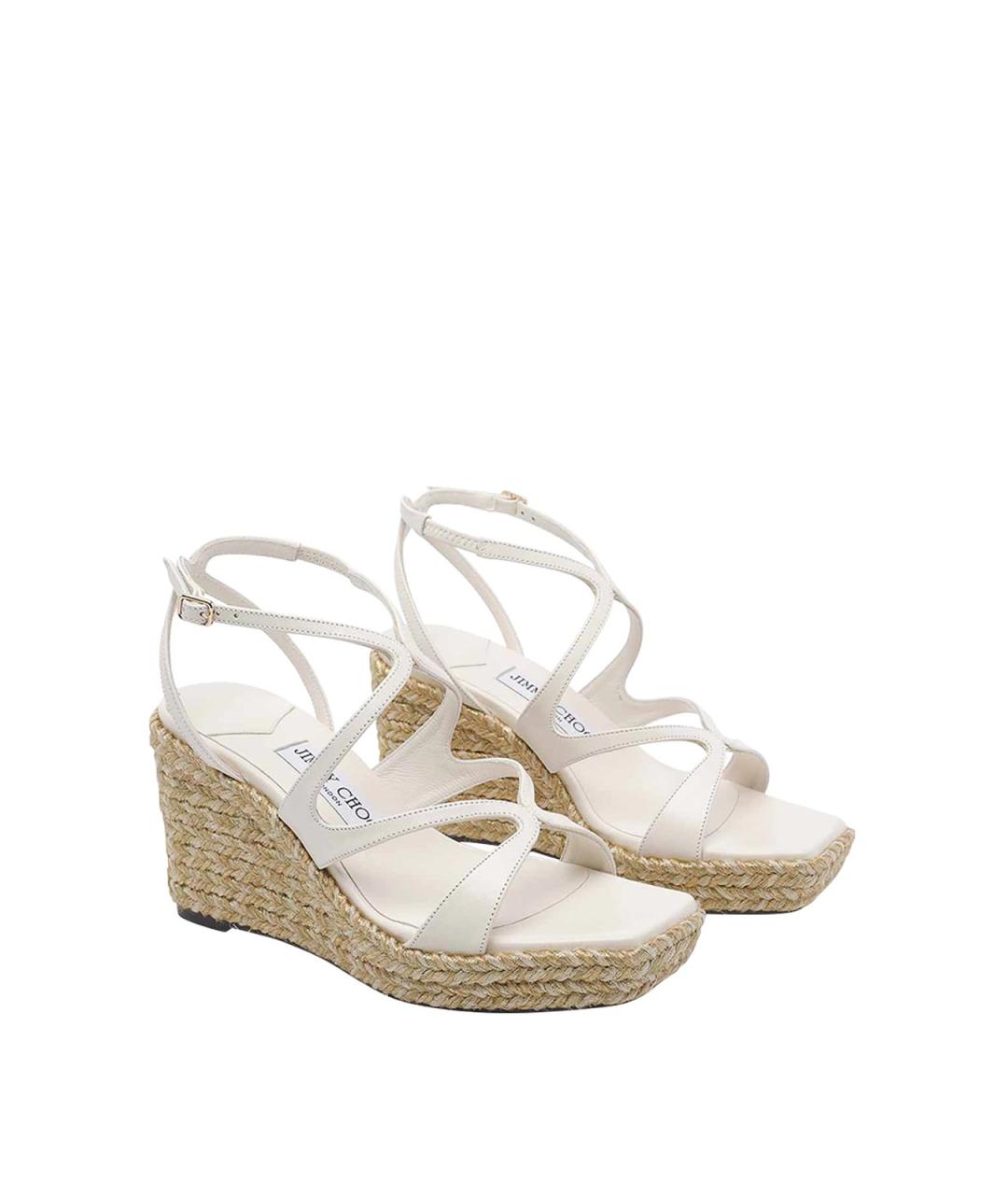 JIMMY CHOO Белые кожаные босоножки, фото 2