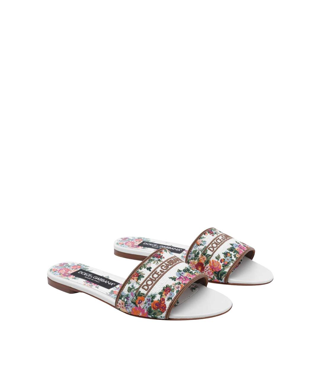 DOLCE&GABBANA Мульти текстильные шлепанцы, фото 2