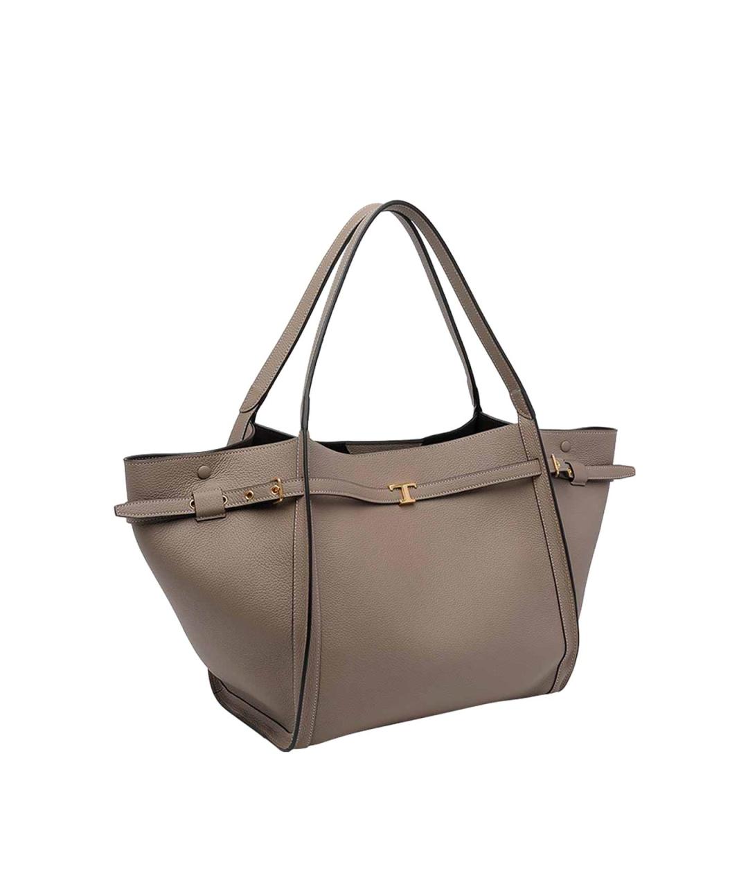 TOD'S Бежевая кожаная сумка тоут, фото 2