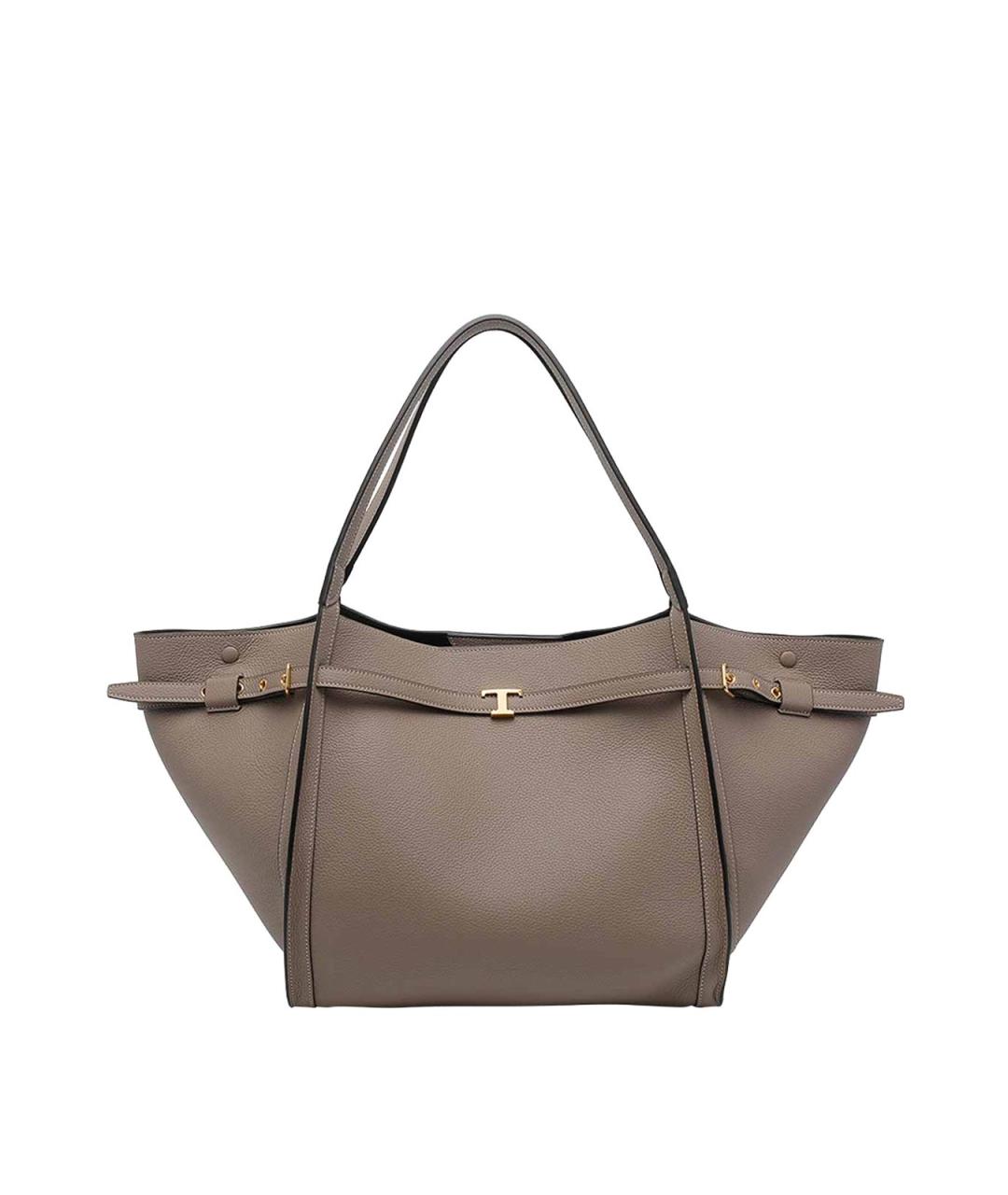 TOD'S Бежевая кожаная сумка тоут, фото 1