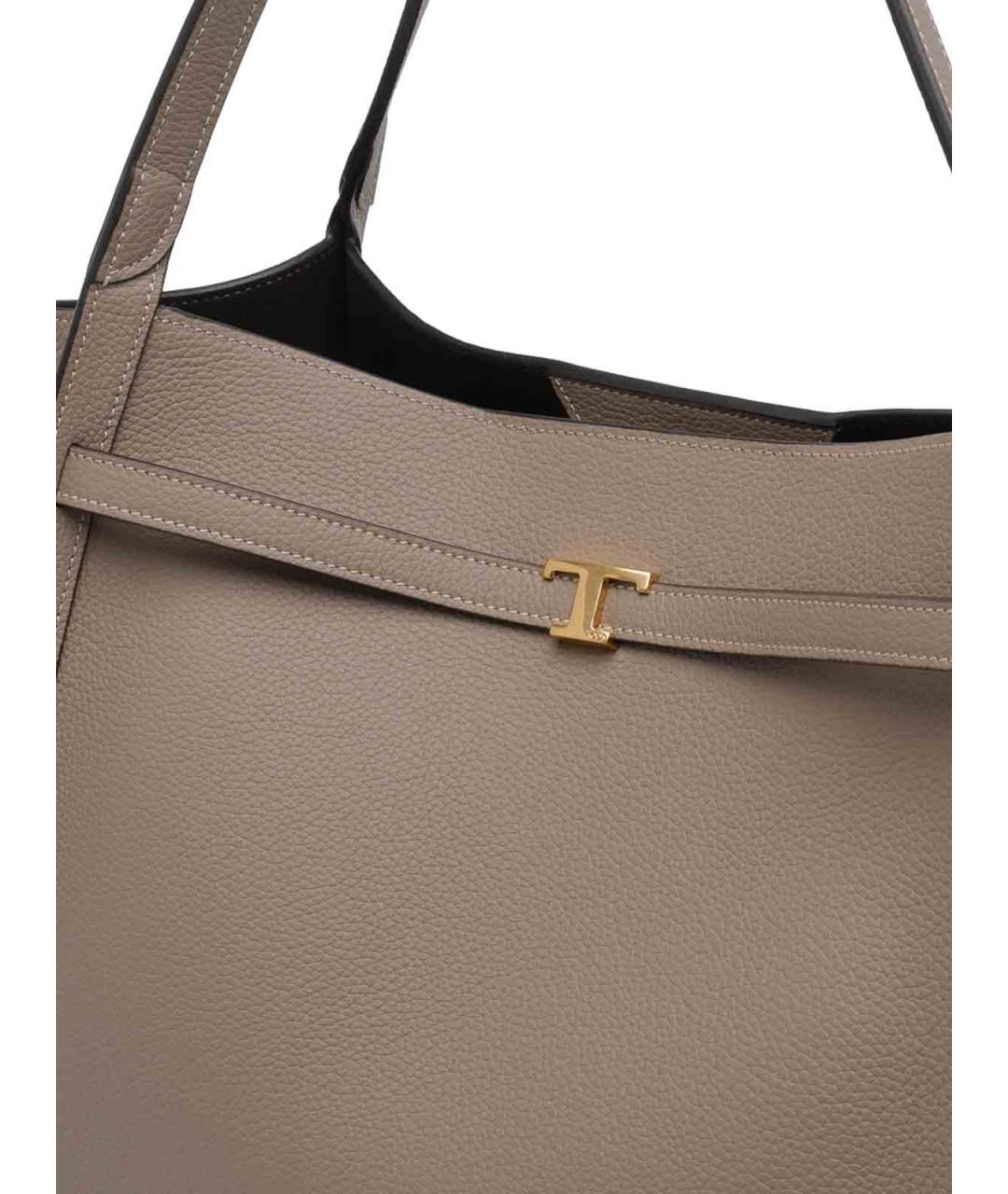 TOD'S Бежевая кожаная сумка тоут, фото 4