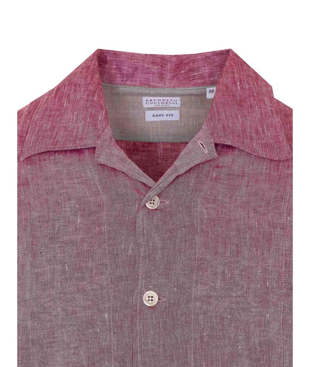 BRUNELLO CUCINELLI Красная хлопковая классическая рубашка, фото 4