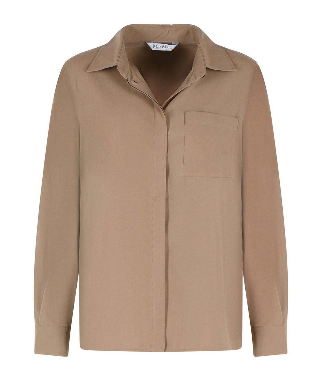MAX MARA Бежевая шелковая рубашка, фото 1