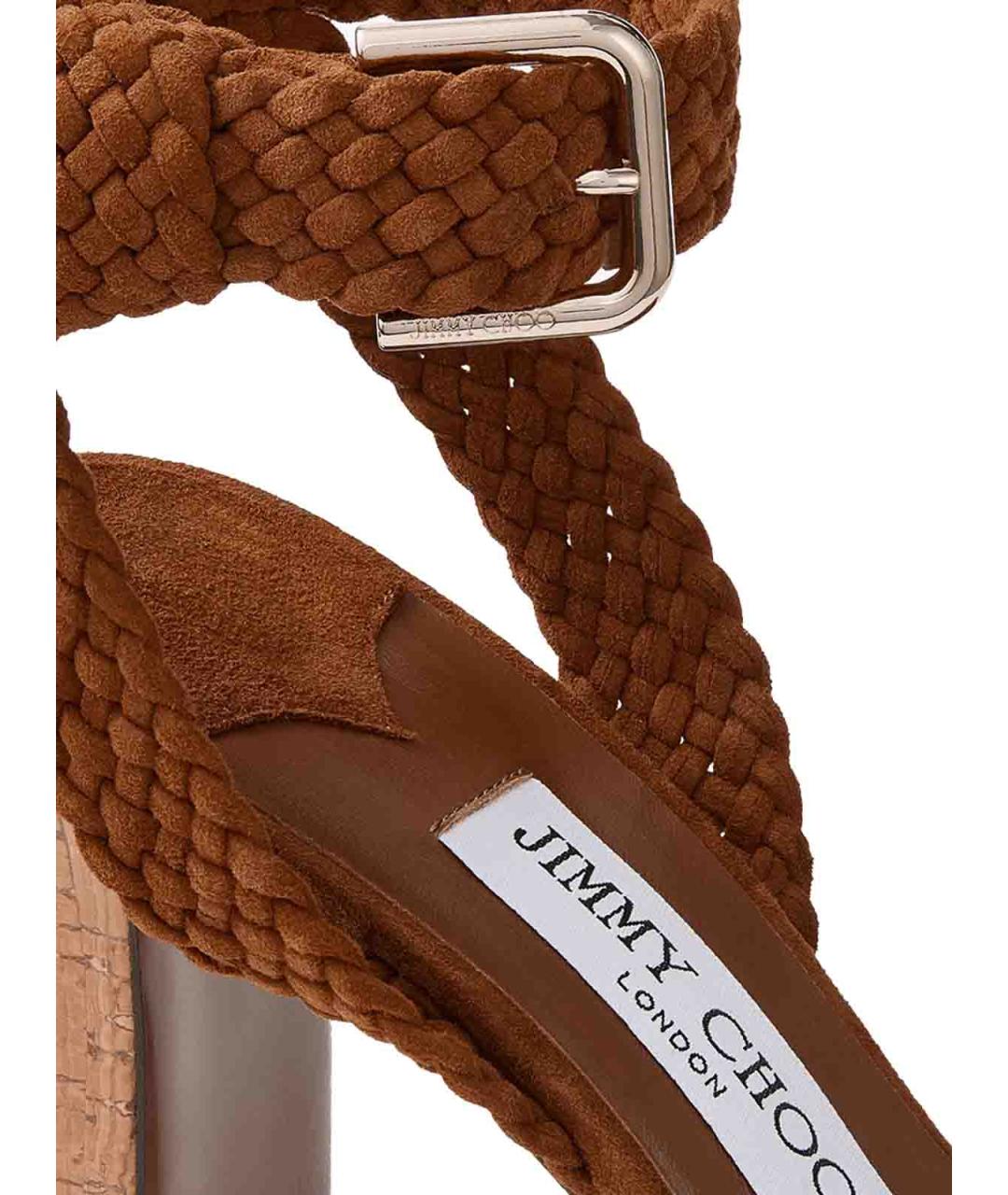 JIMMY CHOO Коричневые замшевые босоножки, фото 4