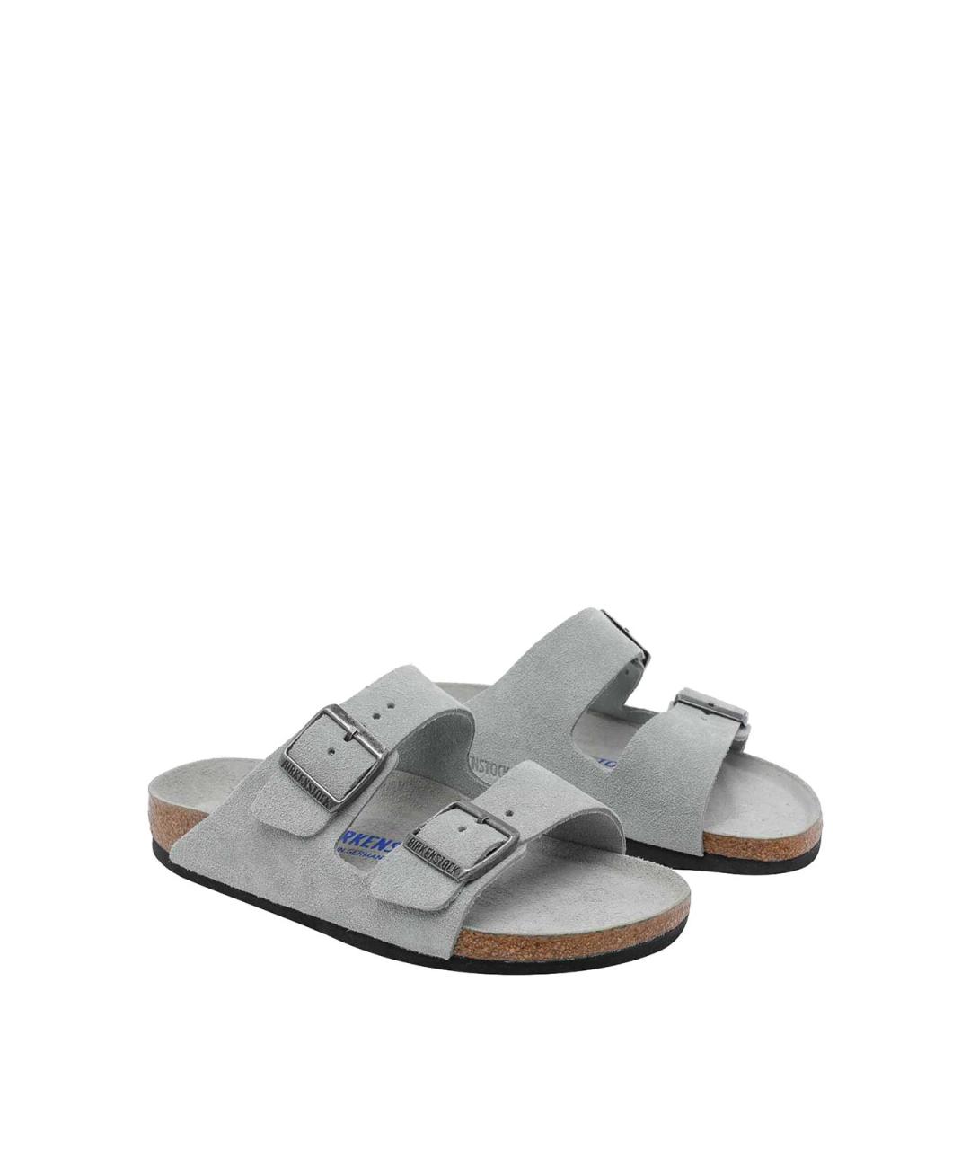BIRKENSTOCK Серые замшевые шлепанцы, фото 2