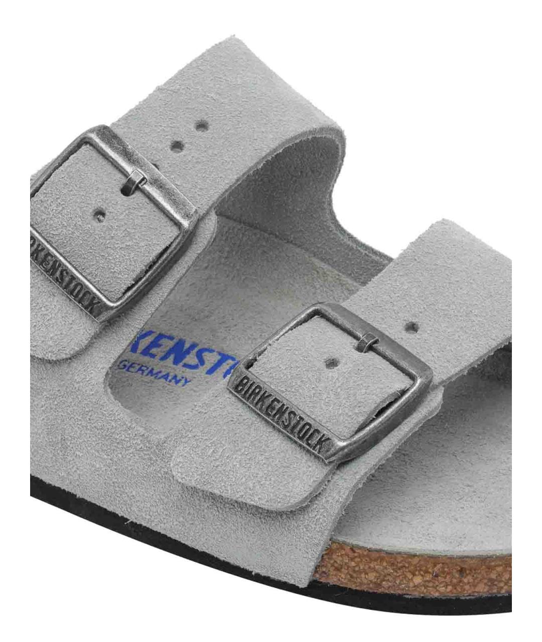 BIRKENSTOCK Серые замшевые шлепанцы, фото 4