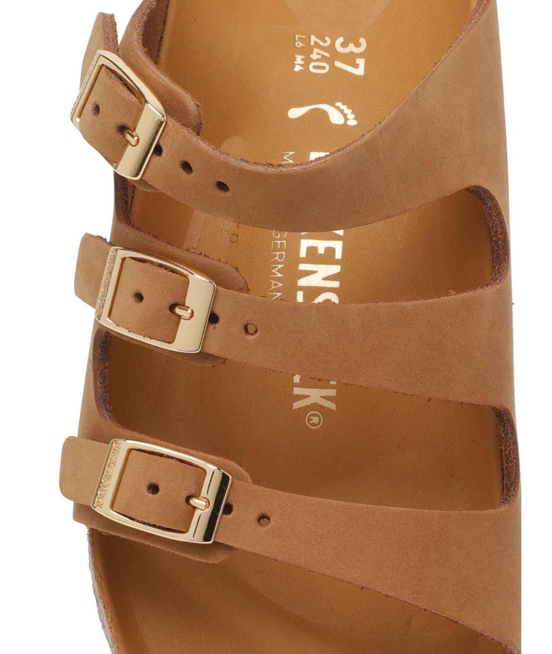 BIRKENSTOCK Коричневые кожаные шлепанцы, фото 4