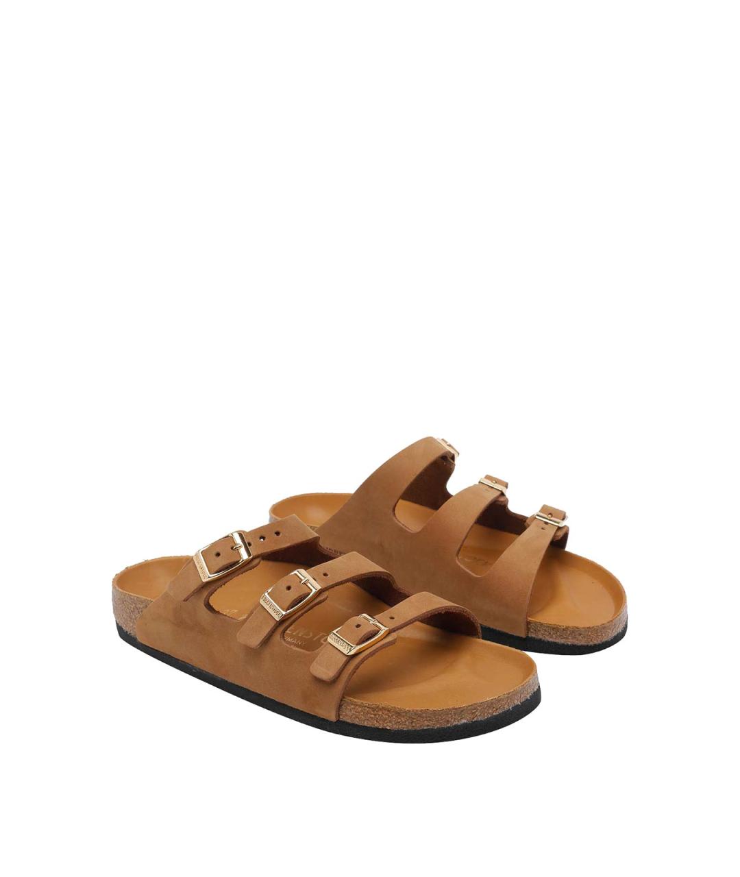 BIRKENSTOCK Коричневые кожаные шлепанцы, фото 2
