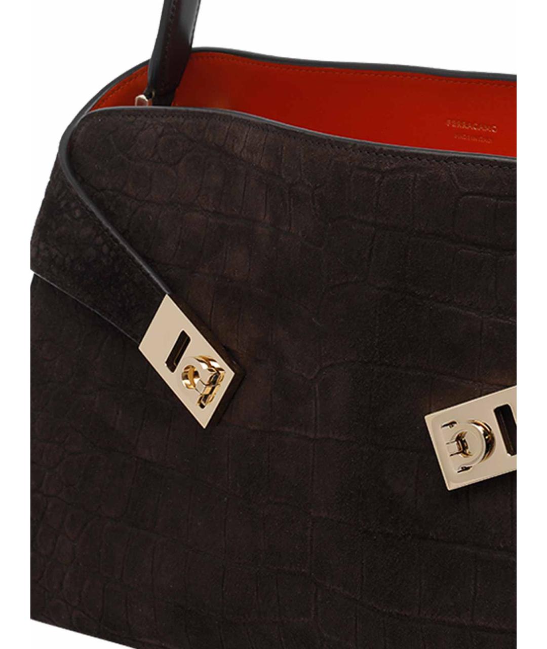 FERRAGAMO Коричневая кожаная сумка тоут, фото 4