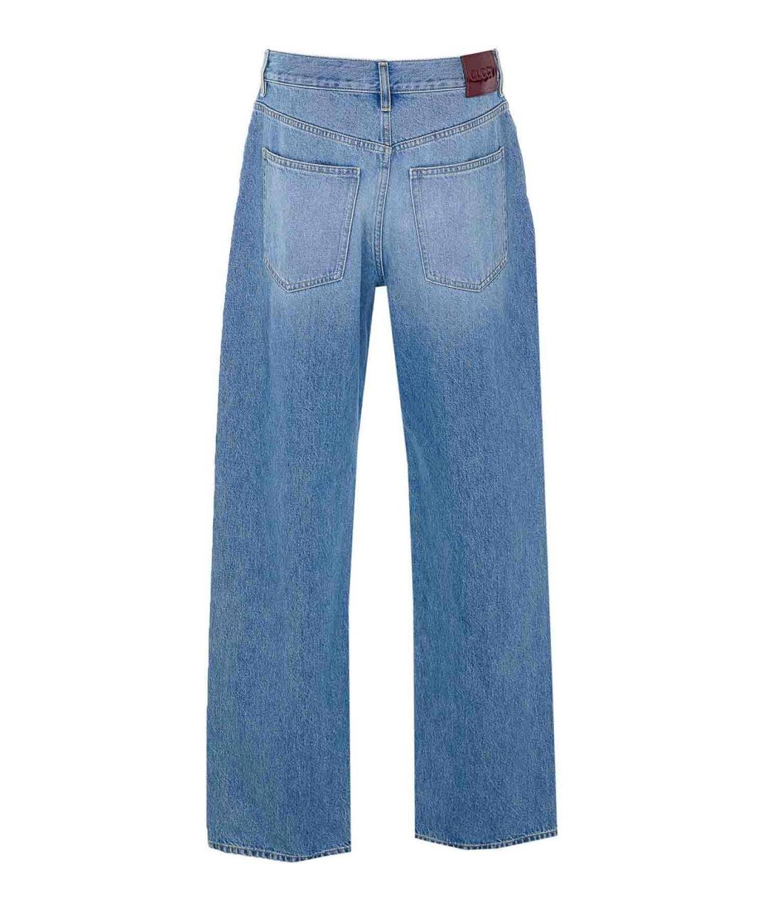 GUCCI Синие хлопко-полиэстеровые прямые джинсы, фото 2