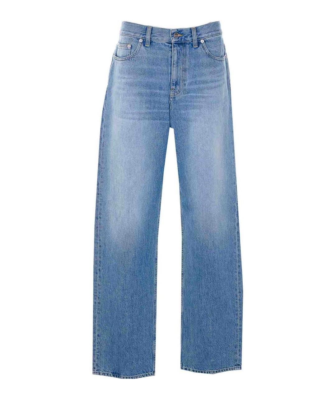 GUCCI Синие хлопко-полиэстеровые прямые джинсы, фото 1
