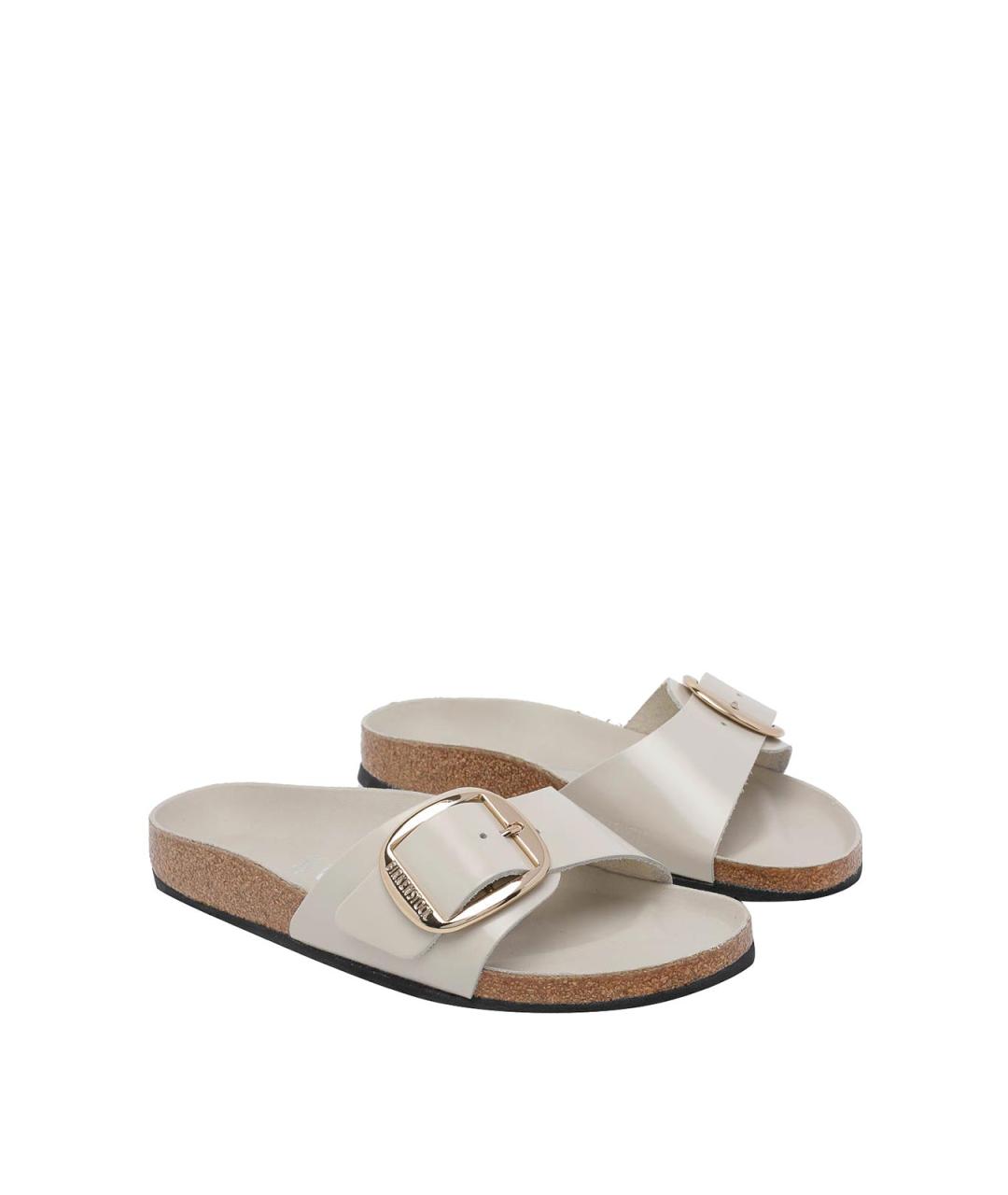 BIRKENSTOCK Бежевые кожаные шлепанцы, фото 2