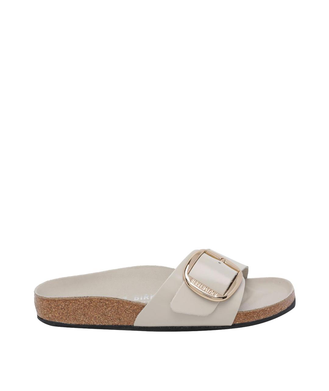 BIRKENSTOCK Бежевые кожаные шлепанцы, фото 1