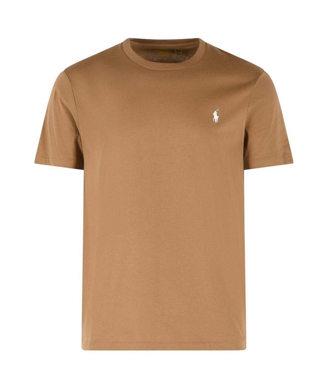 POLO RALPH LAUREN Коричневая хлопковая футболка, фото 1