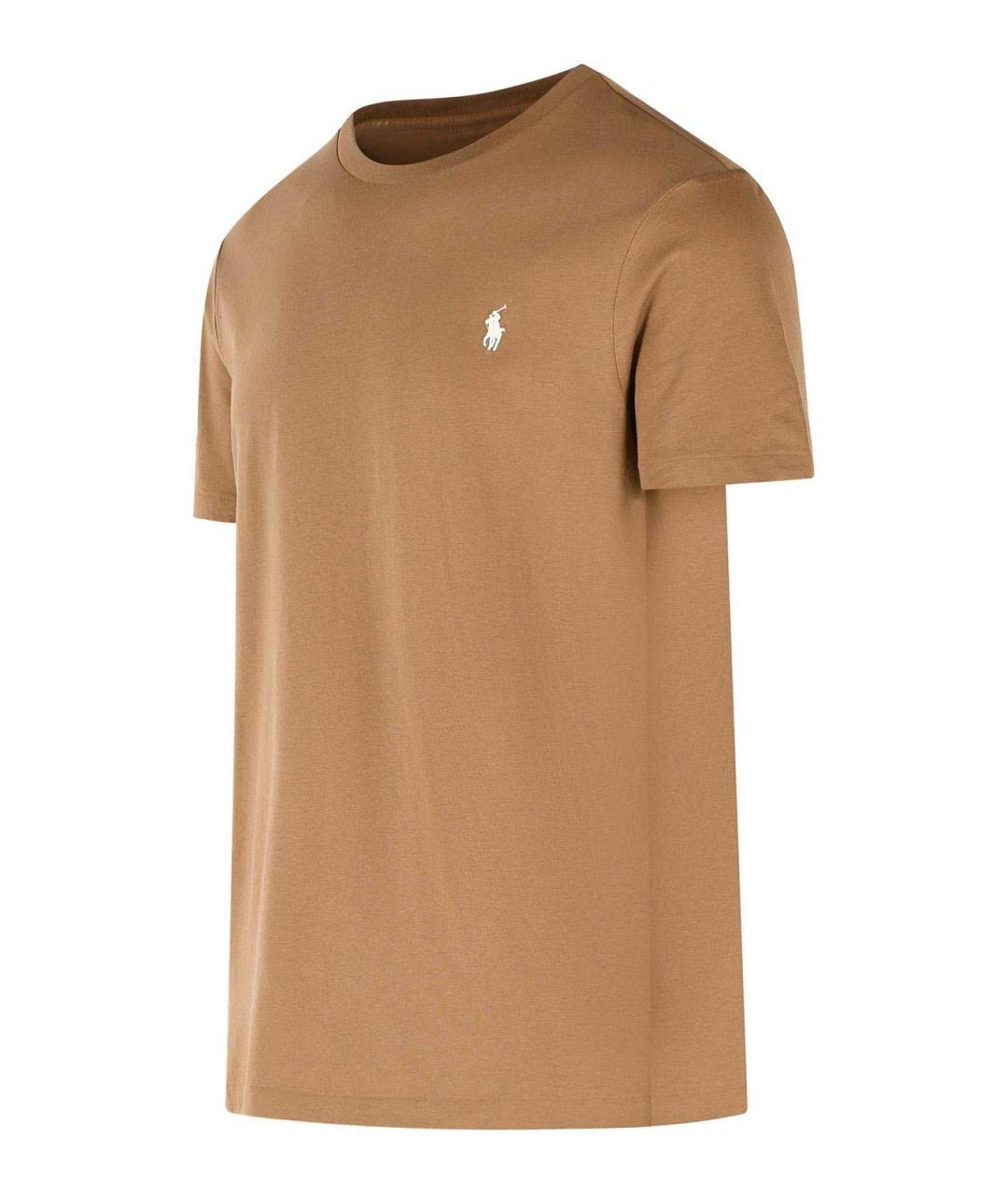 POLO RALPH LAUREN Коричневая хлопковая футболка, фото 3