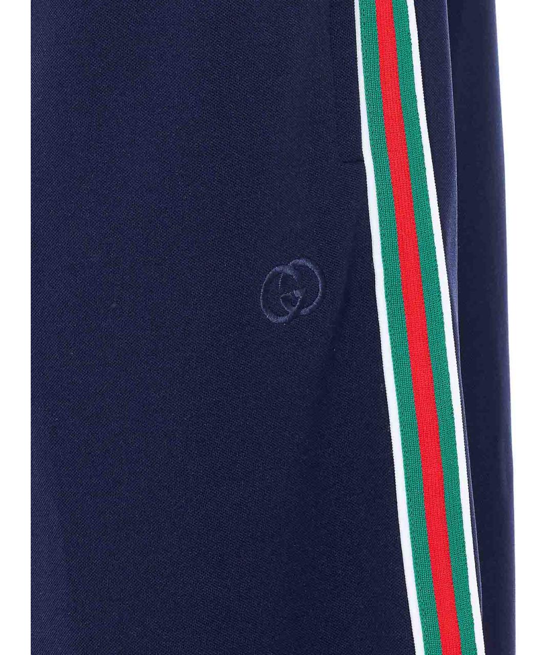 GUCCI Синие полиамидовые брюки широкие, фото 4