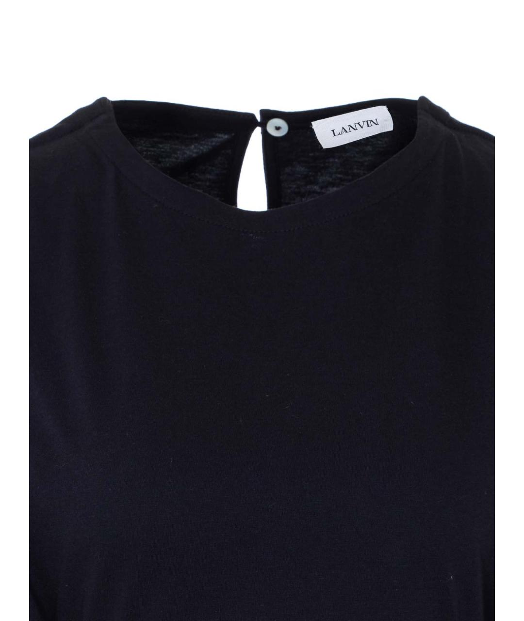 LANVIN Черная хлопковая футболка, фото 4