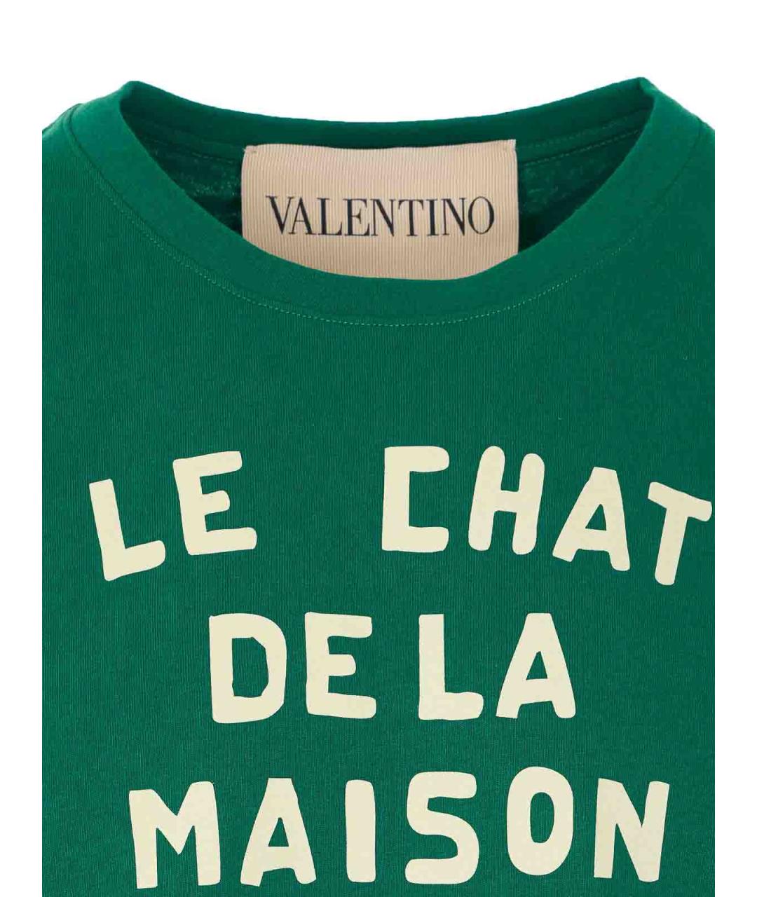 VALENTINO Зеленая хлопковая футболка, фото 4