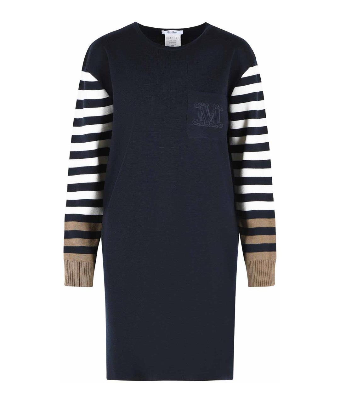 MAX MARA Синее шерстяное повседневное платье, фото 1