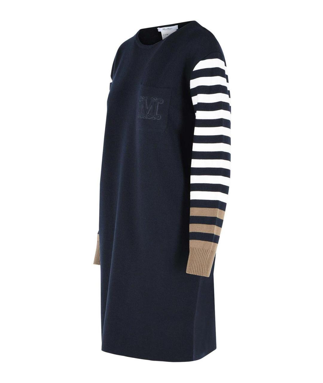 MAX MARA Синее шерстяное повседневное платье, фото 3