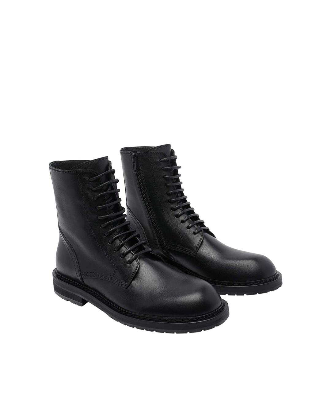 ANN DEMEULEMEESTER Черные кожаные низкие ботинки, фото 2