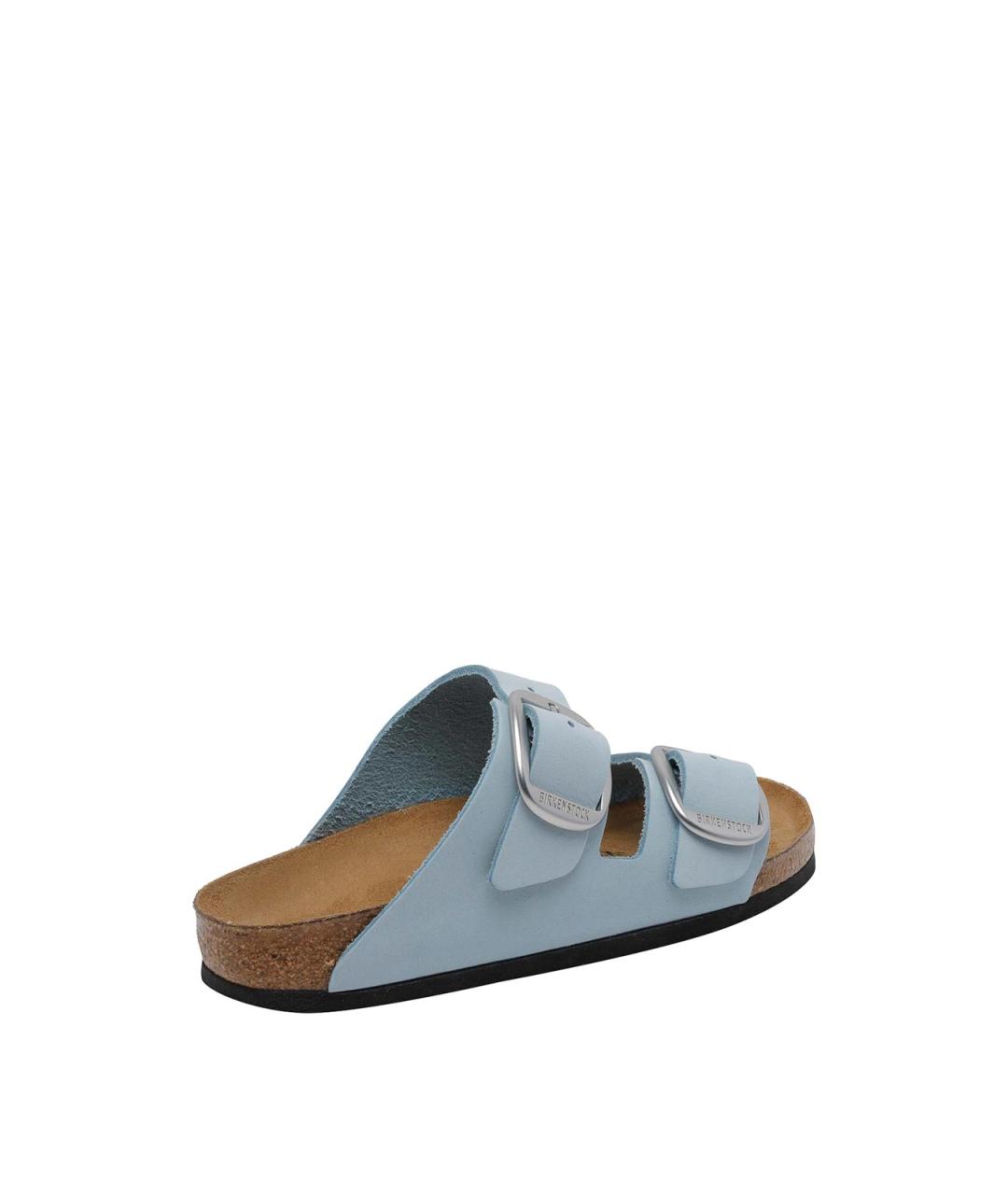 BIRKENSTOCK Голубые кожаные шлепанцы, фото 3