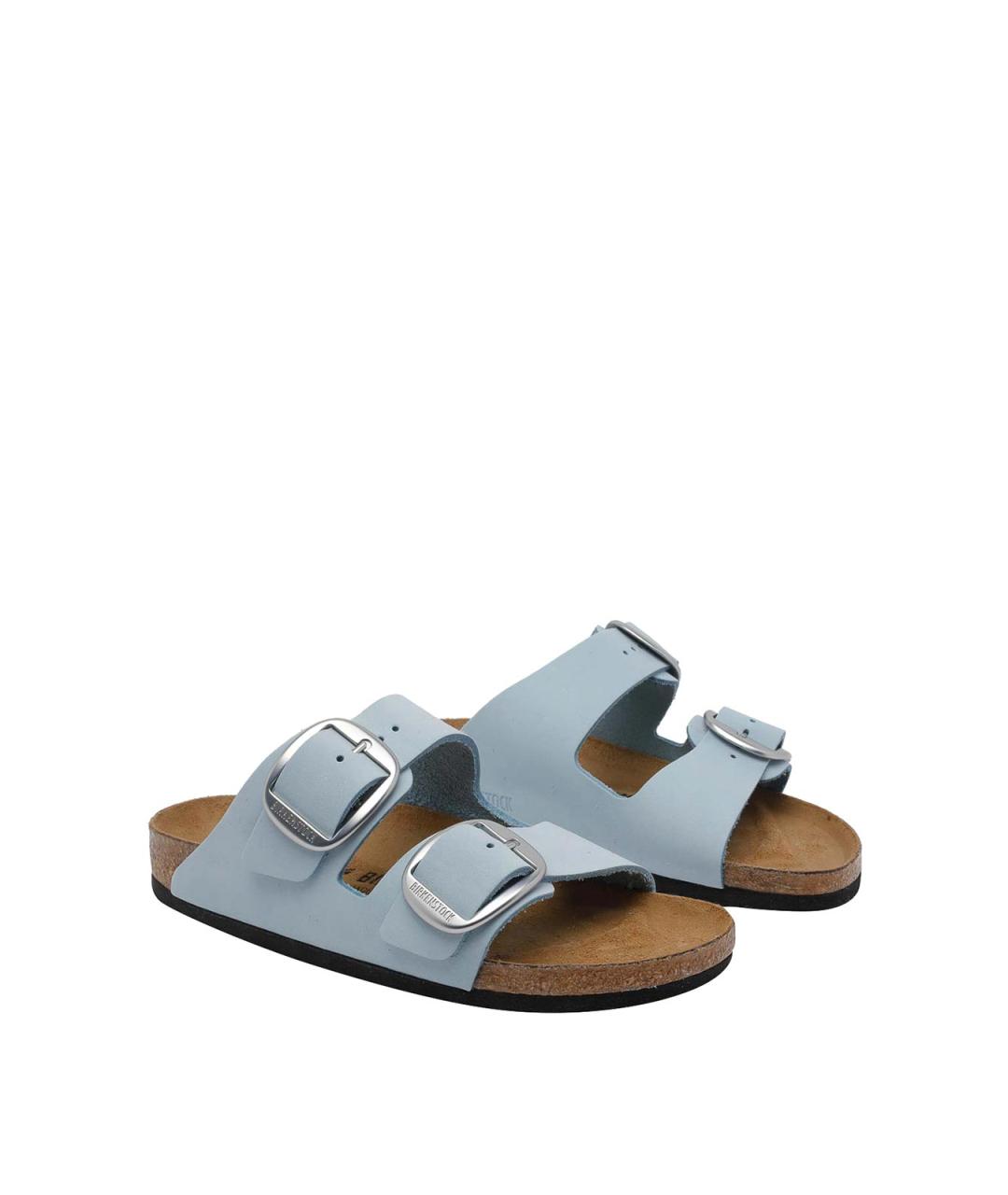 BIRKENSTOCK Голубые кожаные шлепанцы, фото 2