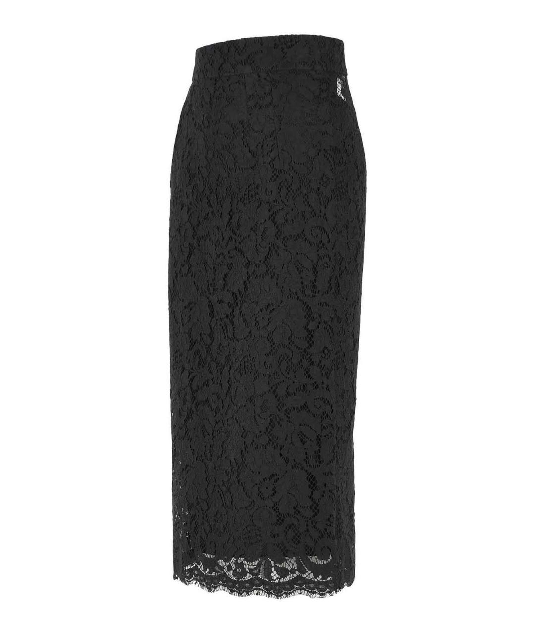 DOLCE&GABBANA Черная шелковая юбка миди, фото 3