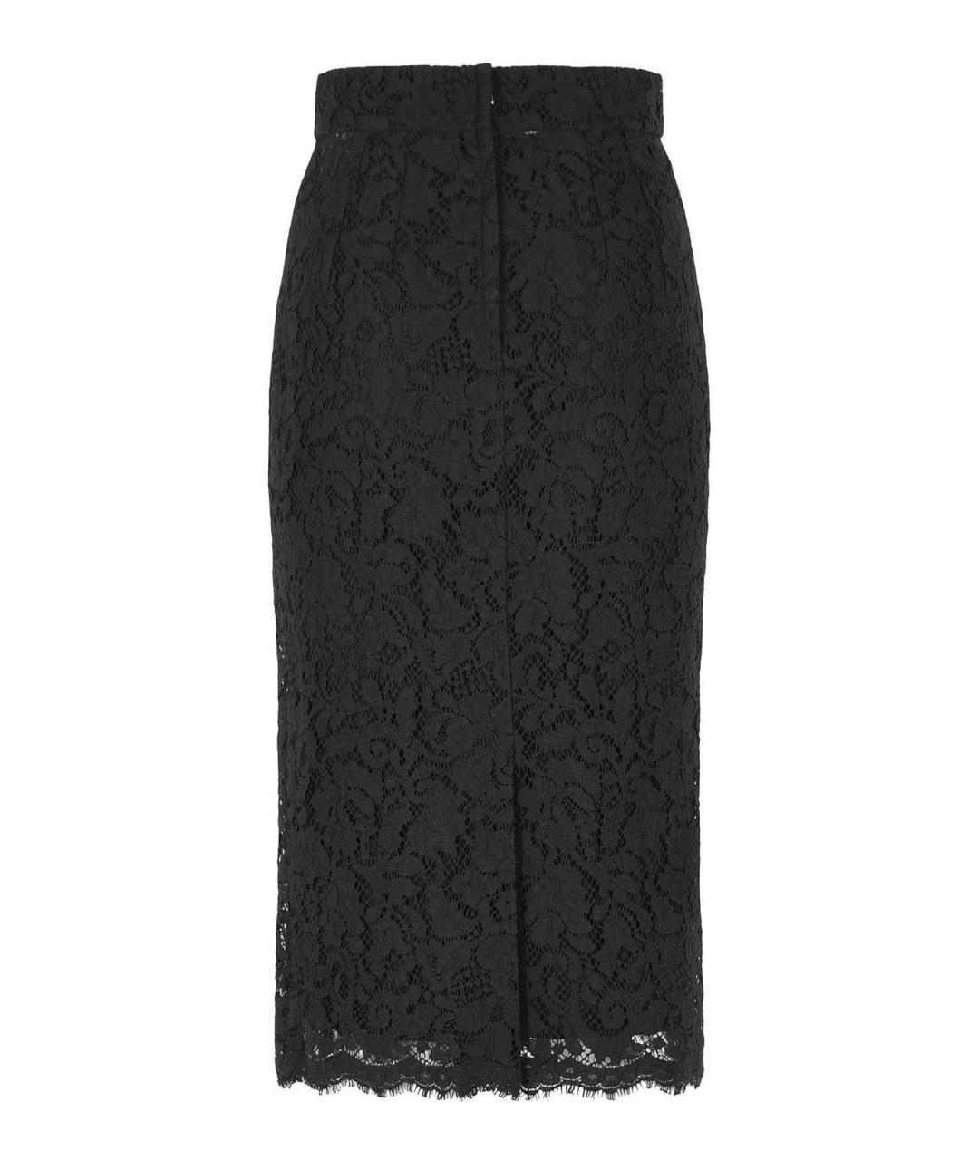 DOLCE&GABBANA Черная шелковая юбка миди, фото 2