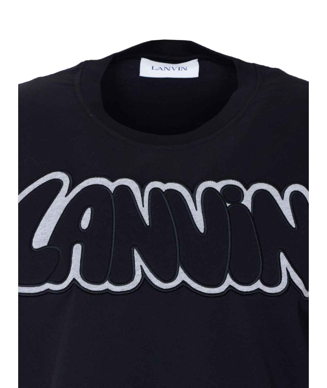LANVIN Черная хлопковая футболка, фото 4